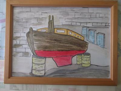 In the yard .....<br />
Watercolor 30 x 22